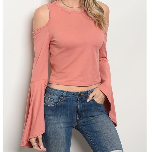 LAST Mauve Cold Shoulder Crop Top 03013 - Picture 2 of 3